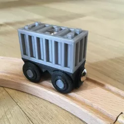 Wagon and container for wooden train