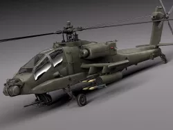 AH-64A Apache Helicopter 3D model