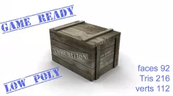 Ammo box wood game ready Low-poly  3D model