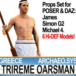 Ancient Greece Trireme Oarsman Props Poser Daz 3D model