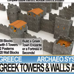 Ancient Greek City Walls Towers A 3D model