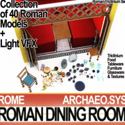 Ancient Roman Dining Room A Collection and VFX 3D model