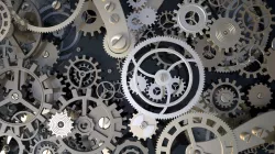Background with metal cogwheels a clockwork 3D model