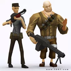 Brutal army squad pack Low-poly  3D model