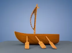 Cartoon boat Low-poly  3D model