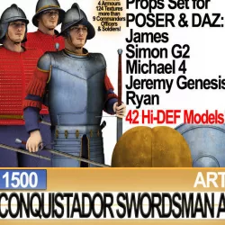 Conquistador Swordsman Props Poser Daz A 1500 3D model