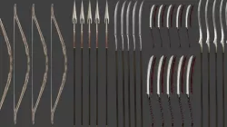Elf Weapons  swords spears bow 3D model