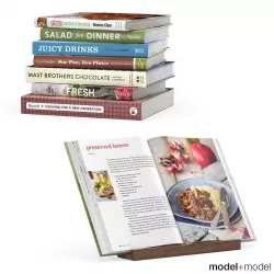 Kitchen books with book stand 3D model