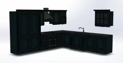 Kitchen with carved elements