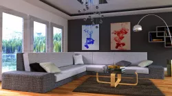 Lounge Room day and night scene blender models Low-poly  3D model