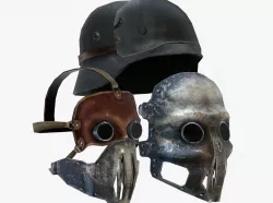 Nazi Mask and Helmet Low-poly  3D model
