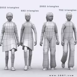 Realpeople kids girls Low-poly  3D model