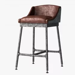 Restoration Hardware Iron Scaffold Leather Barstool 3D model