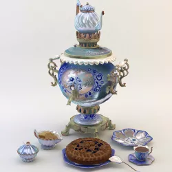 samovar and pie 3D model