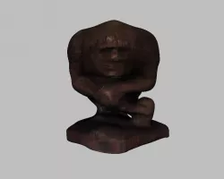 Wooden thinker statuette 3D model