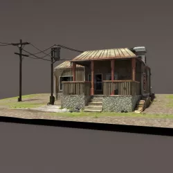 Zombie House Post Apocalyptic Ruin Low-poly  3D model