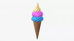 Colorful Ice cream in waffle cone