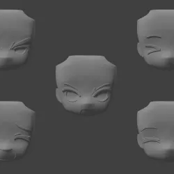 Face Pack 1 for Modular Anime Chibi Figurine
