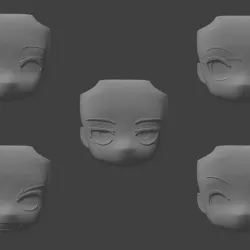 Face Pack 2 for Modular Anime Chibi Figurine