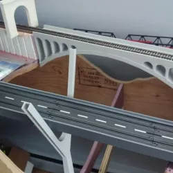 HO scale double arch train bridge