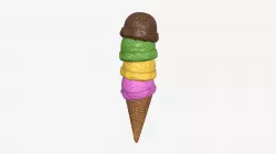 Ice cream balls in waffle cone