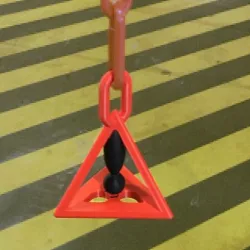 Warning signal 3D danger suspended by a plastic signal chain