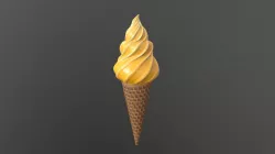 ice cream in waffle cone