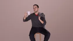 Sitting Man Casual Jack Drinking Coffee