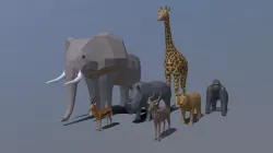 Low Poly Cartoon African Animals Collection