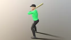 Low Poly Kid Playing Baseball