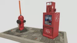 Street Scene - Fire Hydrant and News Box