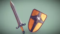 Stylized Sword And Shield (lowpoly)