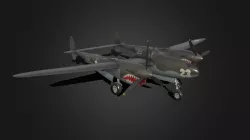 P38-D Lightning Airplane Low Poly