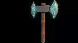 Stylized double axe with runes