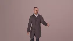 Business Man Walking Mark Coat Winter Couple