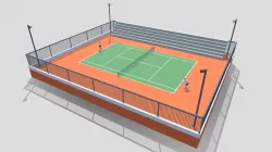 Cartoon Tennis Court Scene