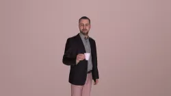 Casual Man Petr Standing Drinking Coffee