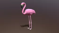 Low Poly Cartoon Flamingo