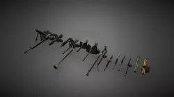 WW2 Antitank And M Gs Lowpoly Weapons
