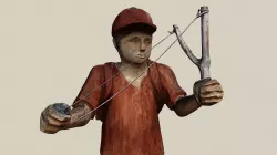 Junge mit Schleuder