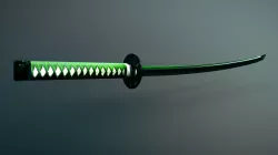Katana Green Fantasy Katana Low Poly