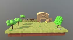 Low Poly Farm with Barn