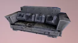 Low Poly Tarnished Rocky Stone Couch