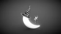 Moon and Stars - Day 7 #3DInktober2019-Enchanted