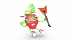 Rock star Strawberry low poly character