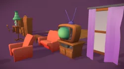 Game ready furniture cartoon style asset