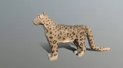 Low Poly Cartoon Snow Leopard