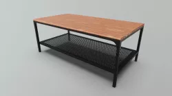 Rustic wood and cast iron coffee table
