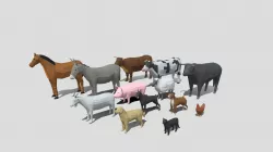 Low Poly Domestic Animals Collection