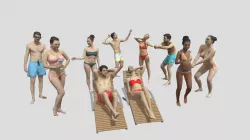 Low Poly People Crowds Beach